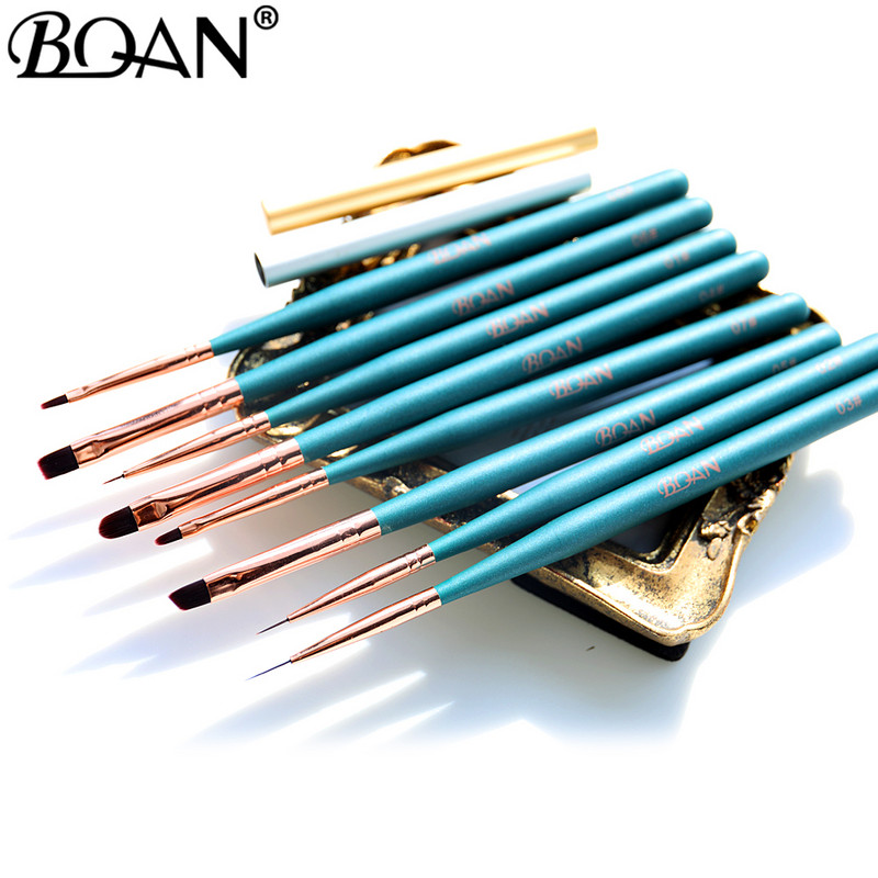 BQAN Nail Art Design festő lakk ecset UV gél körömrajzoló toll eszközök kerek fejű rózsaszín nyél fém kupakkal