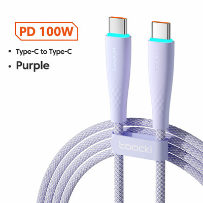 Καλώδιο Toocki 100W USB C 5A Καλώδιο γρήγορης φόρτισης τύπου C για Xiaomi 12 Poco f3 f4 Samsung 3.0 USB C σε USB C Καλώδιο PD για Macbook