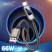 QOOVI 6A USB Type-C kábel 66W rýchle nabíjanie digitálny kábel pre displej rýchlonabíjačka pre Huawei P40 Xiaomi Samsung OnePlus
