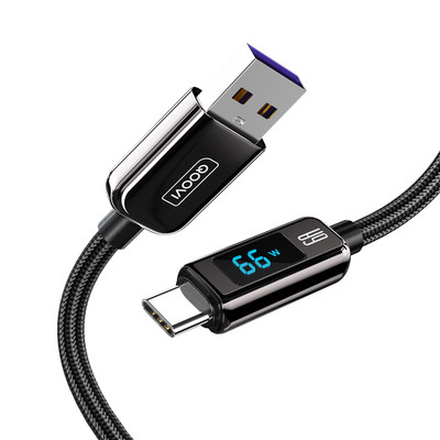 QOOVI 6A USB Type-C kábel 66W rýchle nabíjanie digitálny kábel pre displej rýchlonabíjačka pre Huawei P40 Xiaomi Samsung OnePlus
