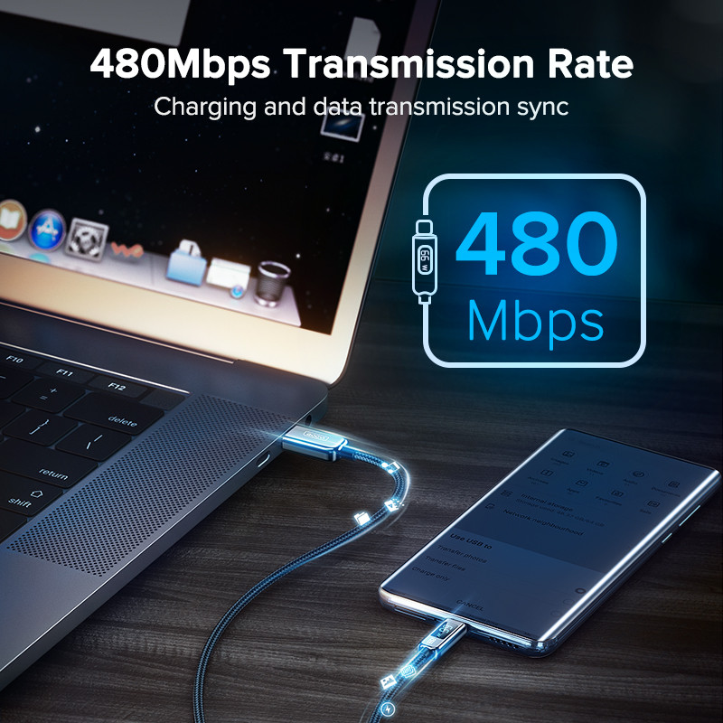 QOOVI 6A USB Type-C kábel 66W rýchle nabíjanie digitálny kábel pre displej rýchlonabíjačka pre Huawei P40 Xiaomi Samsung OnePlus