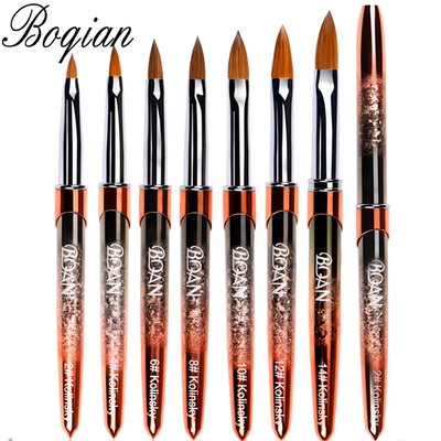 BQAN #2-#20 Rose Gold Kolinsky Sable Nail Acrylic Brush UV Gel Carving Pen Brush Liquid Powder DIY Nail Drawing Nail Art Brush