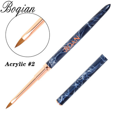 BQAN #2-#20 Rose Gold Kolinsky Sable köröm akril ecset UV gél faragó toll ecset folyékony púder barkácsolás körömrajzoló köröm ecset