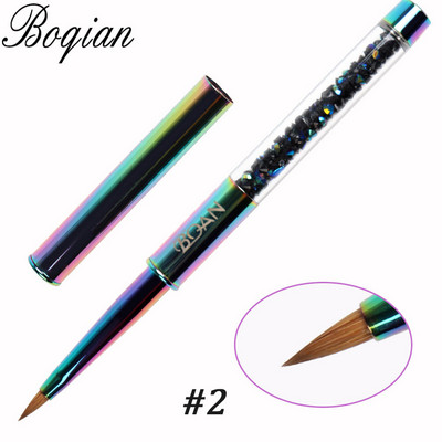BQAN #2-#20 Rose Gold Kolinsky Sable köröm akril ecset UV gél faragó toll ecset folyékony púder barkácsolás körömrajzoló köröm ecset