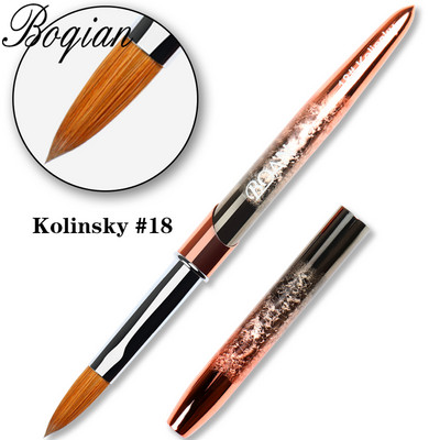 BQAN #2-#20 Rose Gold Kolinsky Sable köröm akril ecset UV gél faragó toll ecset folyékony púder barkácsolás körömrajzoló köröm ecset