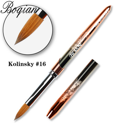 BQAN #2-#20 Rose Gold Kolinsky Sable köröm akril ecset UV gél faragó toll ecset folyékony púder barkácsolás körömrajzoló köröm ecset