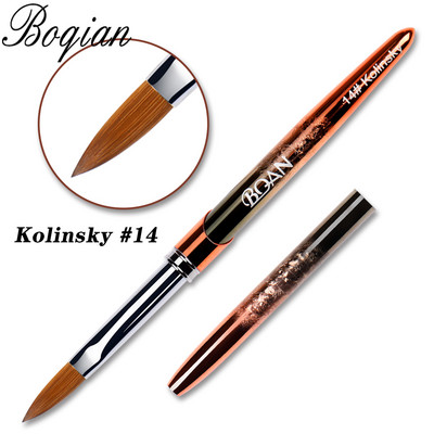 BQAN #2-#20 Rose Gold Kolinsky Sable köröm akril ecset UV gél faragó toll ecset folyékony púder barkácsolás körömrajzoló köröm ecset