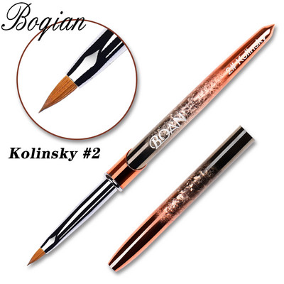 BQAN #2-#20 Rose Gold Kolinsky Sable köröm akril ecset UV gél faragó toll ecset folyékony púder barkácsolás körömrajzoló köröm ecset