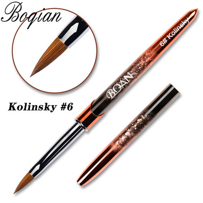BQAN #2-#20 Rose Gold Kolinsky Sable köröm akril ecset UV gél faragó toll ecset folyékony púder barkácsolás körömrajzoló köröm ecset