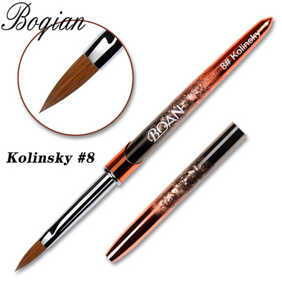 BQAN #2-#20 Rose Gold Kolinsky Sable köröm akril ecset UV gél faragó toll ecset folyékony púder barkácsolás körömrajzoló köröm ecset