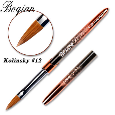 BQAN #2-#20 Rose Gold Kolinsky Sable köröm akril ecset UV gél faragó toll ecset folyékony púder barkácsolás körömrajzoló köröm ecset