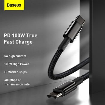 Baseus 100W USB C σε USB τύπου C Καλώδιο USB-C Γρήγορη φόρτιση Καλώδιο δεδομένων USBC Type-C PD για MacBook iPad Xiaomi Mi 10 Pro Samsung