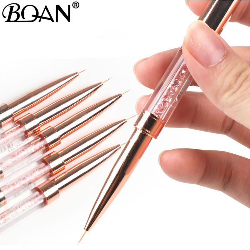 BQAN Gold Rose duplafejű körömkefe Crystal Drawing Gel Brush Liner Ecset Festés Toll Gél Lakk Crystal Nail Art manikűr