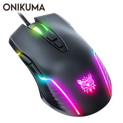 ONIKUMA 6400 DPI vezetékes játékegér lélegző LED optikai USB 7 gombos játékos számítógép rózsaszín egerek laptop PC asztali számítógéphez