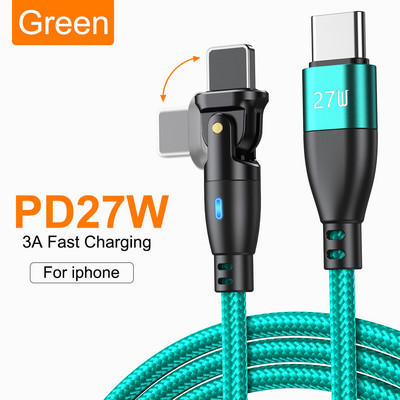 AUFU 180 rotirajući USB C kabel PD 20W 27W kabel za brzo punjenje za iPhone14 13 12 11 Pro Max XR podatkovni kabel punjača za mobilni telefon