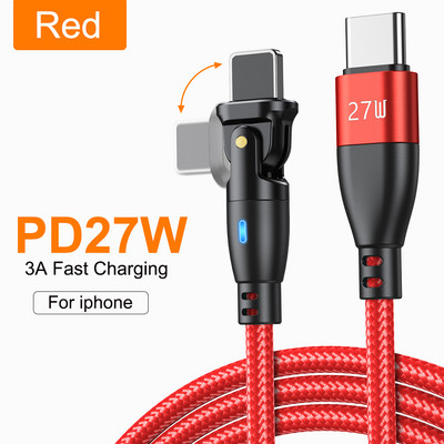 AUFU 180 rotirajući USB C kabel PD 20W 27W kabel za brzo punjenje za iPhone14 13 12 11 Pro Max XR podatkovni kabel punjača za mobilni telefon