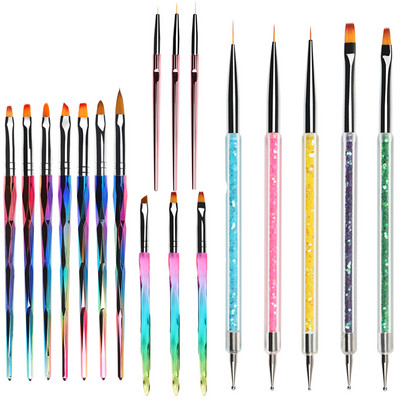 BQAN 3/5/7Pcs Nail Art Kist Design Vrh Slikanje Crtanje Carving Dotting Pen FlatFan Liner Akril Gel UV Polish Tool Olovka za nokte