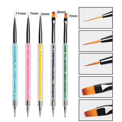BQAN 3/5/7 db Körömdíszítő Ecset Tervezési Tipp Festészet Rajz Carving Pöttyös toll FlatFan Liner Akril Gél UV Polish Tool Körömtoll