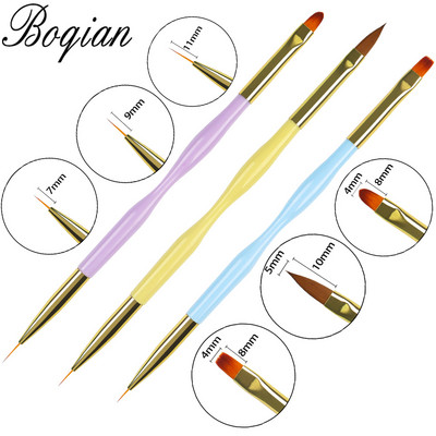 BQAN 3/5/7 db Körömdíszítő Ecset Tervezési Tipp Festészet Rajz Carving Pöttyös toll FlatFan Liner Akril Gél UV Polish Tool Körömtoll