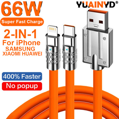 66W 5A brzo punjenje USB C kabel za iOS Lighting tekući silikonski kabel za iPhone 13 Xiaomi Huawei Samsung punjač Linija podataka