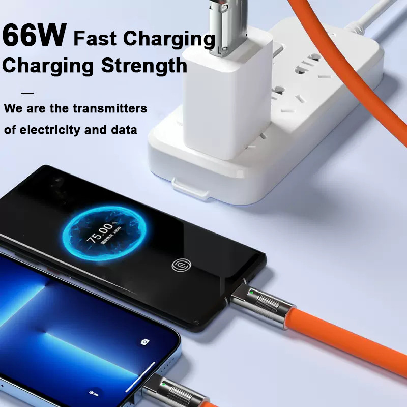 66 W 5A gyorstöltő USB C kábel iOS Lighting folyékony szilikon kábel iPhone 13 Xiaomi Huawei Samsung töltő adatvonalhoz