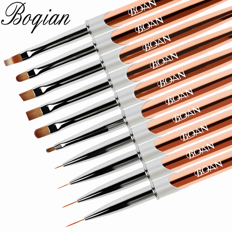 BQAN Rose Gold nyéllel UV gél körömkefe bélés festőtoll akril rajzoló ecset körmökhöz Nail Art eszköz körömtoll