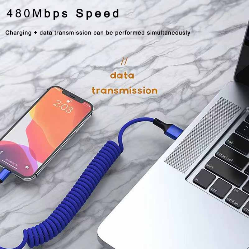 Kábel Marjay 5A USB typu C s rýchlonabíjacou pružinou pre iPhone 11 12 13 Micro USB kábel pre Samsung Xiaomi Huawei dátový kábel