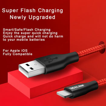 VOXLINK USB кабел 5 опаковки найлонов плетен за iphone X XS XR USB кабел за синхронизиране на данни за бързо зареждане за iphone xs max 8 8Plus 7 6s ipad