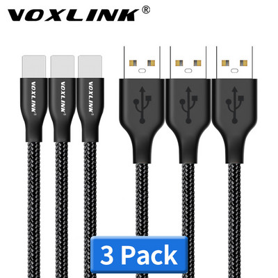 VOXLINK USB kabelis 5 pakuotės nailono pintas, skirtas iphone X XS XR greito įkrovimo sinchronizavimo duomenų USB laidas, skirtas iphone xs max 8 8plus 7 6s ipad