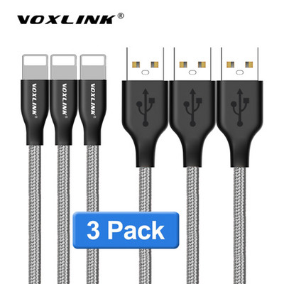 VOXLINK USB kábel 5Pack Nylon fonott iphone X XS XR Gyorstöltés Sync Data USB kábel iphone xs max 8 8Plus 7 6s ipad készülékhez