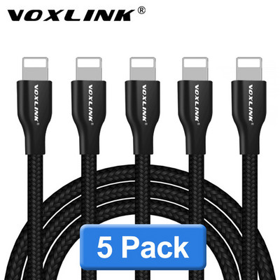 VOXLINK USB kábel 5Pack Nylon fonott iphone X XS XR Gyorstöltés Sync Data USB kábel iphone xs max 8 8Plus 7 6s ipad készülékhez