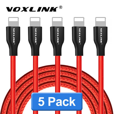 VOXLINK USB kábel 5Pack Nylon fonott iphone X XS XR Gyorstöltés Sync Data USB kábel iphone xs max 8 8Plus 7 6s ipad készülékhez