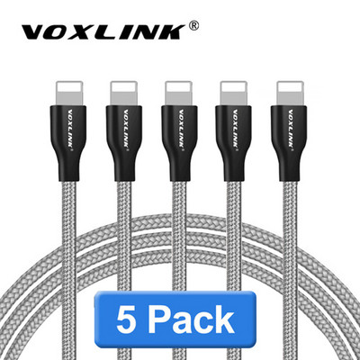 VOXLINK USB kábel 5Pack Nylon fonott iphone X XS XR Gyorstöltés Sync Data USB kábel iphone xs max 8 8Plus 7 6s ipad készülékhez