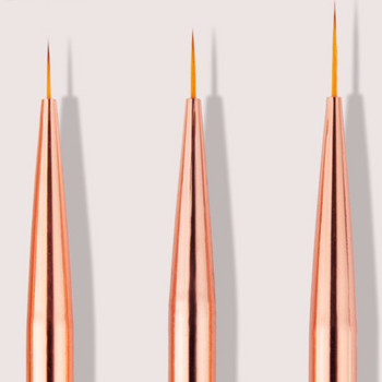 Розово злато 3 бр./компл. Nail Art UV Gel Liner Четки за рисуване Рисуване Цветни ивици Дизайн Комплекти инструменти за маникюр 7/9/11 mm