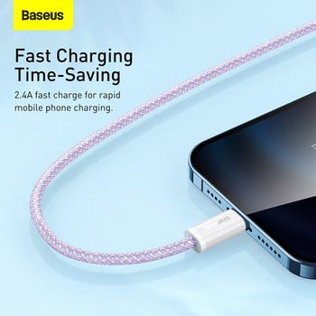 Baseus USB кабел за iPhone 13 12 2.4A телефонен кабел за бързо зареждане на данни за iPhone 13 Mini Pro Max USB C кабел проводник кабел