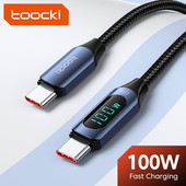 Toocki USB C - USB C kábel Gyorstöltő 100W 66W digitális kijelző PD Type C töltőkábel Huawei Samsung Xiaomi Macbook USBC-hez
