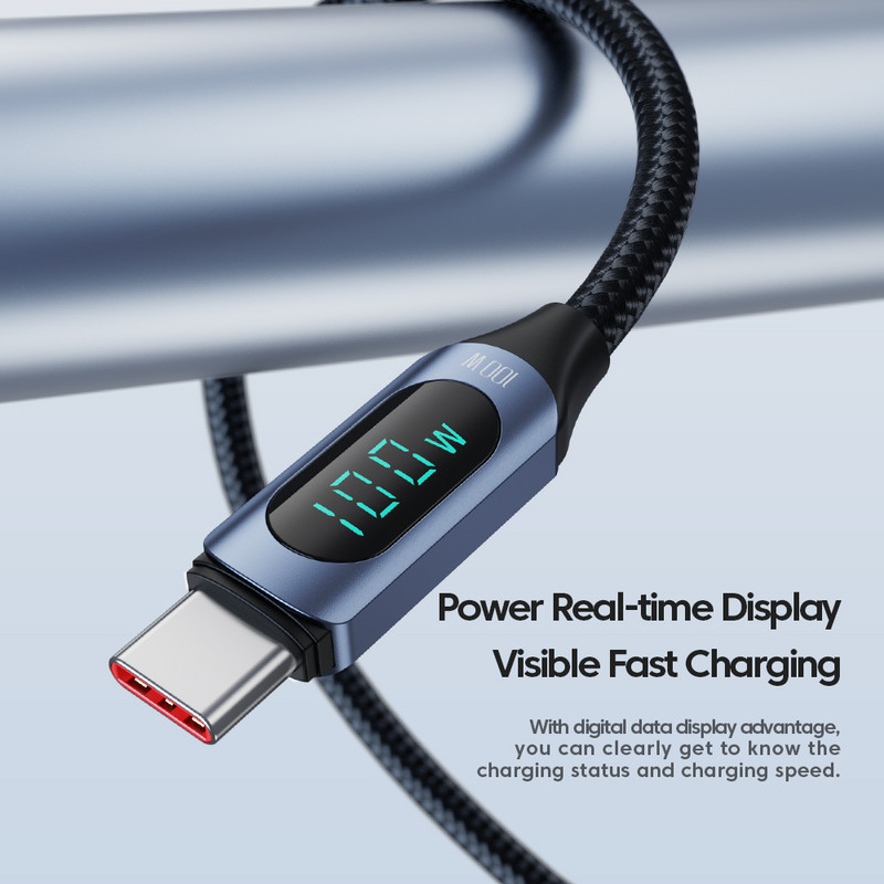Toocki USB C - USB C kábel Gyorstöltő 100W 66W digitális kijelző PD Type C töltőkábel Huawei Samsung Xiaomi Macbook USBC-hez