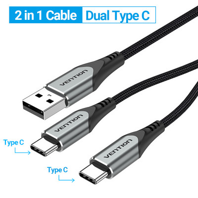 Vention USB Type C kaabel Huawei P40 Pro Mate 30 Pro Dual USB C kiire USB laadimisjuhe Xiaomi Samsung S20 Type-C kaabli jaoks
