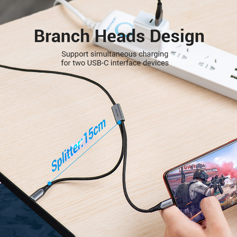 Καλώδιο αερισμού USB Type C για Huawei P40 Pro Mate 30 Pro Dual USB C Καλώδιο γρήγορης φόρτισης USB για καλώδιο Xiaomi Samsung S20 Type-C
