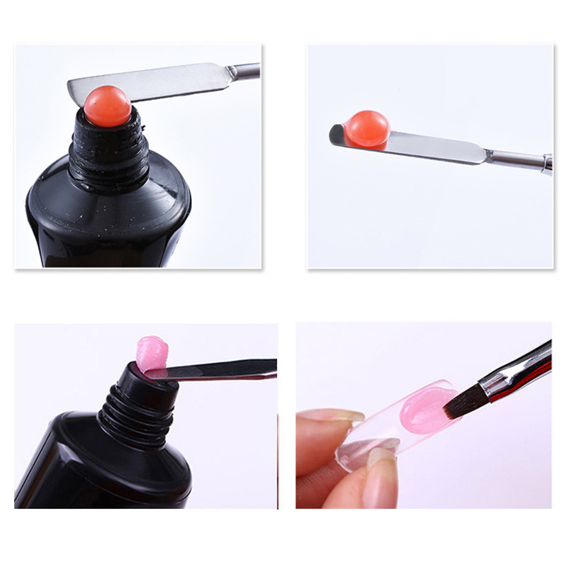 Kétoldalas körömdíszítő ecsetek manikűrhöz Poly Nail Gel Tip Hosszabbító Akril Építő Kiegészítő Poligéle Spatula Toll Köröm Szerszámok