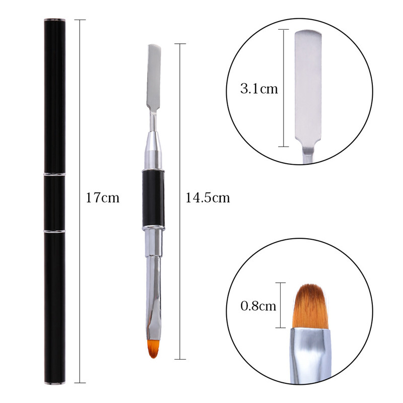 Kétoldalas körömdíszítő ecsetek manikűrhöz Poly Nail Gel Tip Hosszabbító Akril Építő Kiegészítő Poligéle Spatula Toll Köröm Szerszámok