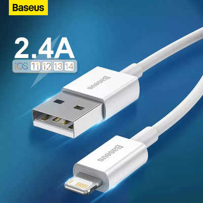 Baseus USB кабел за iPhone 13 11 Pro Xs Max Кабел за бързо зареждане за iPhone iPad Pro USB кабел Кабел за данни Кабел за мобилен телефон