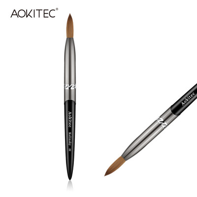 Aokitec Kolinsky Perie acrilice pentru unghii 1 buc Negru UV Gel Lac Nail Art Extension Builder Pen Penie pentru desen