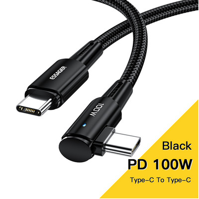 Essager 100 W USB Type C – USB C kábel 90 fokos szög iPad MacBook Pro Xiaomi Samsung Huawei gyorstöltő Type-C dátumkábelhez
