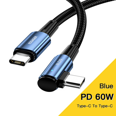 Essager 100 W USB Type C – USB C kábel 90 fokos szög iPad MacBook Pro Xiaomi Samsung Huawei gyorstöltő Type-C dátumkábelhez