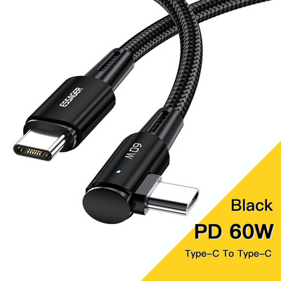 Essager 100 W USB Type C – USB C kábel 90 fokos szög iPad MacBook Pro Xiaomi Samsung Huawei gyorstöltő Type-C dátumkábelhez