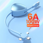 6A 4u1 USB kabel na uvlačenje za Huawei Prijenosni 3u1 Micro USB Type-C kabel za punjenje s držačem telefona za iPhone 14 Samsung