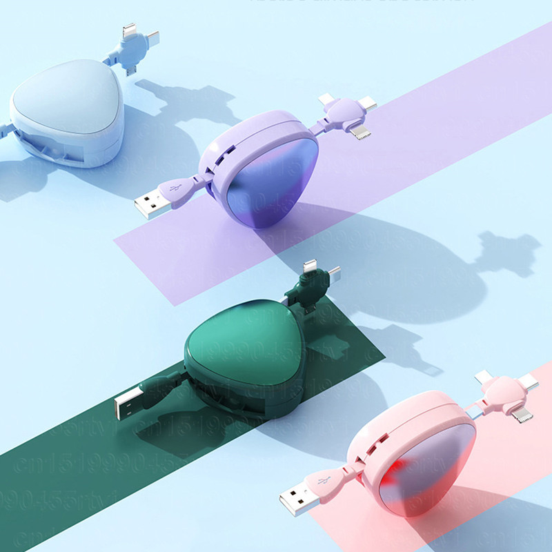 6A 4v1 zaťahovací USB kábel pre Huawei Prenosný 3v1 nabíjací kábel Micro USB typu C s držiakom na telefón pre iPhone 14 Samsung