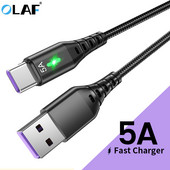 OLAF USB tip C kabel 5A kabel za brzo punjenje QC 3.0 LED svjetlo Micro Wire USB C kabel za Samsung Xiaomi 8 Huaiwei kabel za punjenje