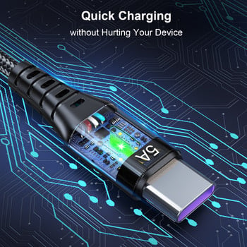 Καλώδιο OLAF USB Type C 5A Καλώδιο γρήγορης φόρτισης QC 3.0 φως LED Micro Wire Καλώδιο USB C για Samsung Xiaomi 8 Καλώδιο φόρτισης Huaiwei